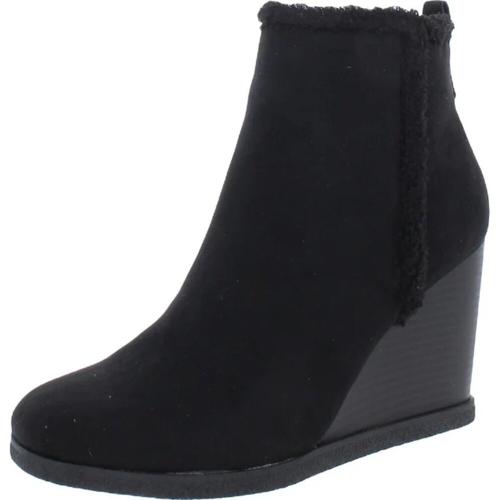 SUN + STONE Black Faux Fur Wedge Boots Size 11 Camillia Macy’s NEW $80 msrp - Picture 8 of 13